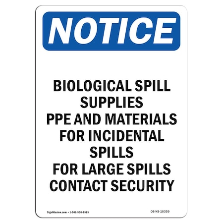 Signmission OSHA Notice Sign, Biological Spill Supplies PPE, 5in X 3.5in Decal, 3.5" W, 5" H, Portrait OS-NS-D-35-V-10359